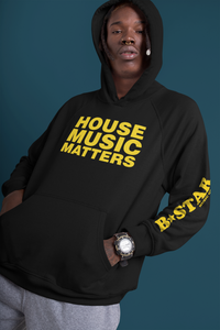BLACK AND YELLOW HOUSE MUSIC MATTERS UNISEX HOODIE