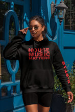 Load image into Gallery viewer, BLACK AND RED HOUSE MUSIC MATTERS UNISEX HOODIE