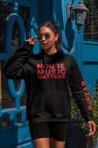 BLACK AND RED HOUSE MUSIC MATTERS UNISEX HOODIE